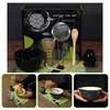 7pcs Ceramic Bowl Bamboo Chasen Whisk with Spout & Chashaku Scoop Complete Kit  for Tea