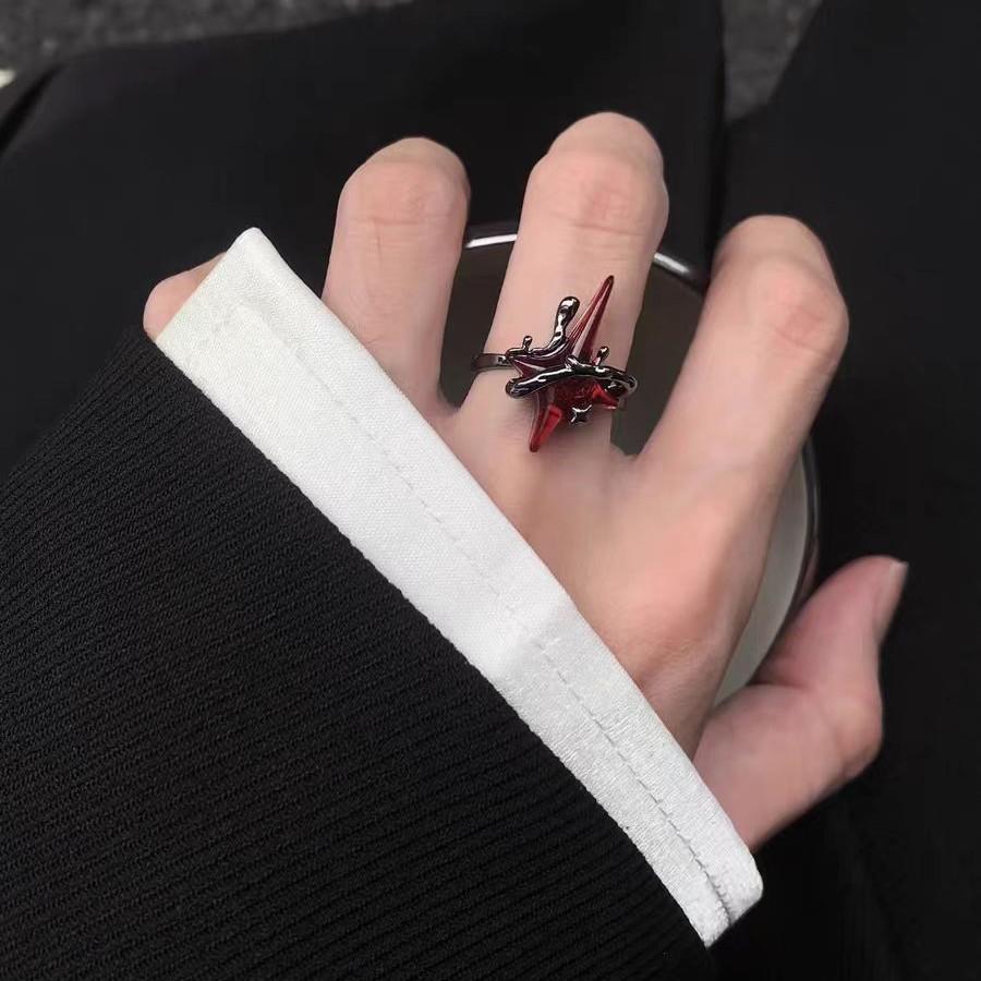 Dark Red Mango Open Ring Adjustable Niche Winding Sweet Cool Design Personality Punk Finger