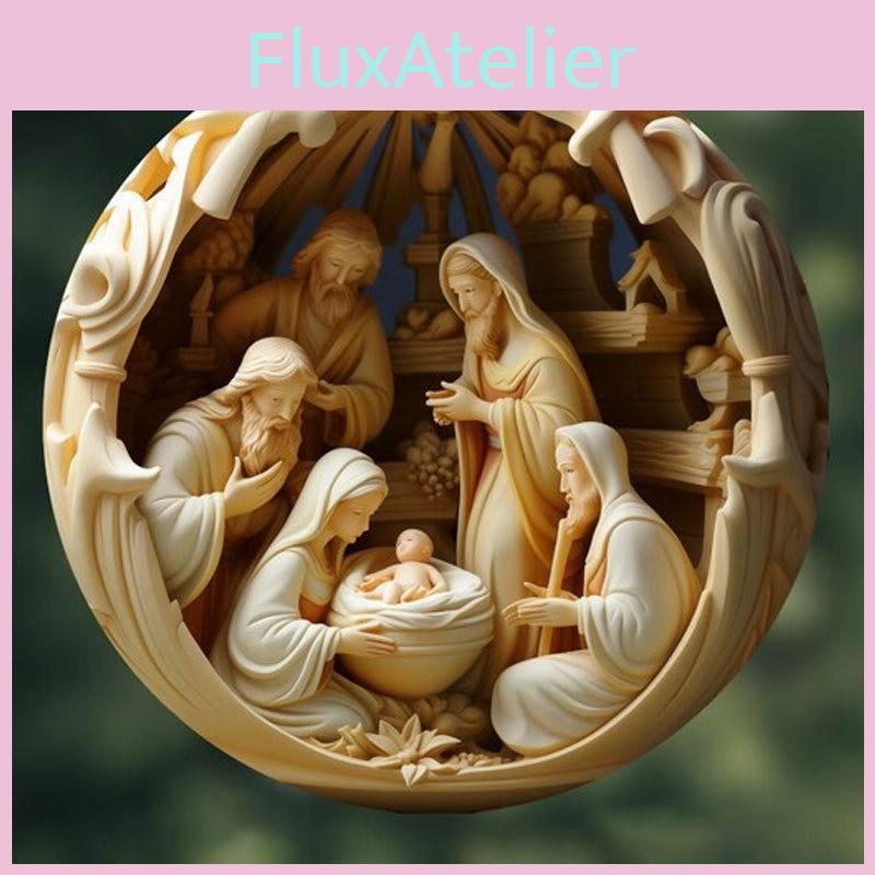 Religious Christmas Car Decor Acrylic Vintage Hanging Ornament For Festive Car Interior