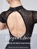 Women's Lace Short Sleeve High-Cut Dance & Yoga Leotard