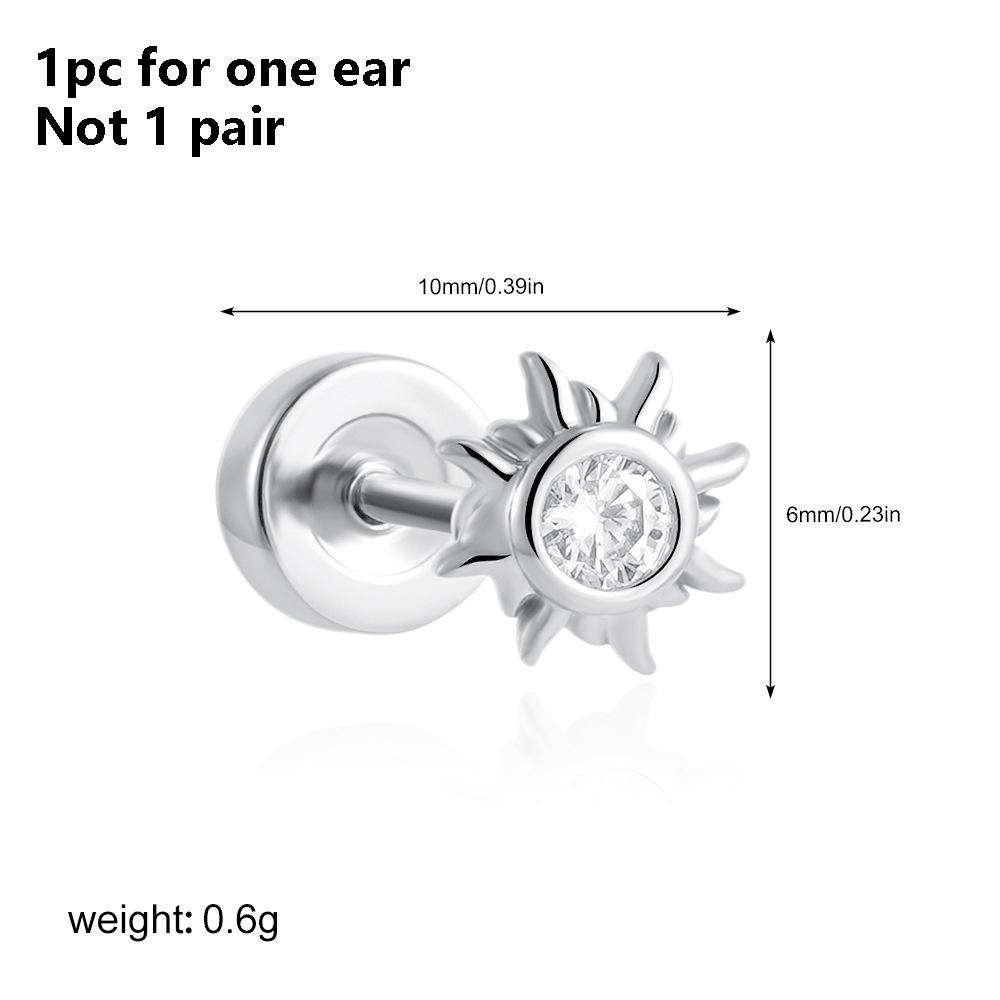 1PC Stainless Steel Star Moon Sun Stud Earrings For Women Simple Daily Wear Cartilage Piercing Earring Punk Unisex Rock Jewelry