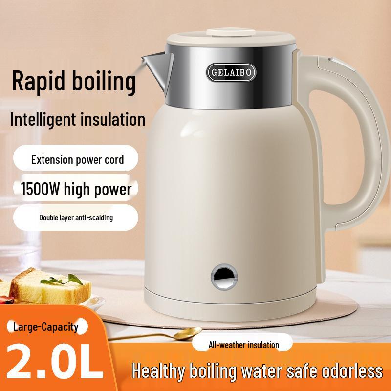 

Automatic Power-Off Large Capacity Double-Layer Insulated Electric Kettle EU 220V Plug білий/слонова кістка