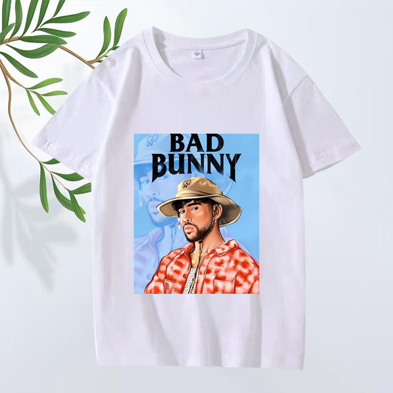 Bad Bunny Módní Klasické Grafické Tričko Muži Ženy Nadměrné 100% Bavlna Streetwear Cool Krátký Rukáv Letní Potisk Unisex Topy