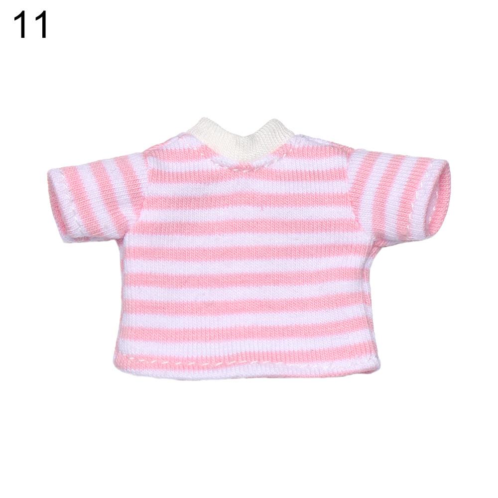 Ob11 Doll Clothes Striped Tops T-shirt Shorts Socks Suit Knitted Sweatshirt For Mini 1/12 Doll Cute Surprise Face Boy Girl Gift