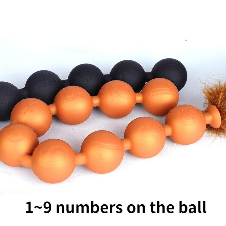 Měkké silikonové stahovací korálky Dlouhý ocas Sexuální hračka pro dospělé Anální kolík Fisting Slave BDSM Realistické Dildo Pegging