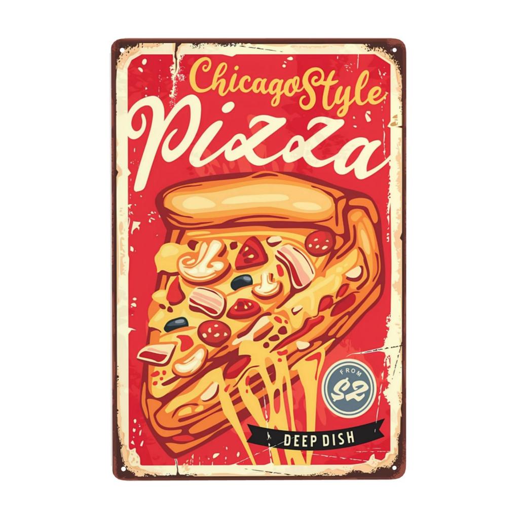 Vintage Pizza Metallschild Pepperoni Pizza Bestes der Stadt Schild Wanddeko für Zuhause Pub Café Club Kunstdekoration 8x12 Zoll