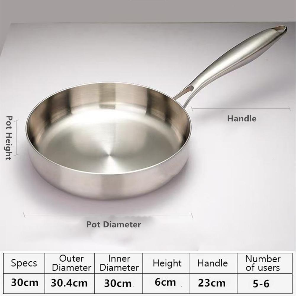 316 Stainless Steel Frying Pan Wok NonStick Pan Fried Steak Pot Uncoated Kitchen Cookware For Gas Stove and Induction Cooker Wok
