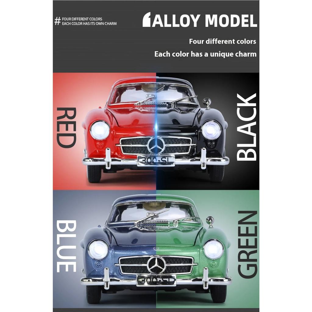 1/24 Benz 300SL 1936 Classic Car Alloy Diecast Car Model Sound Light Children's Toy Collectibles Hobbies Birthday Gifts