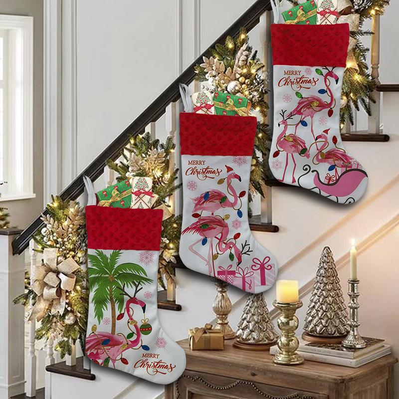 New Christmas Decorations Christmas Ocean Hanging Socks Flamingo Christmas Socks Holiday Gift Bags Christmas Tree Pendants