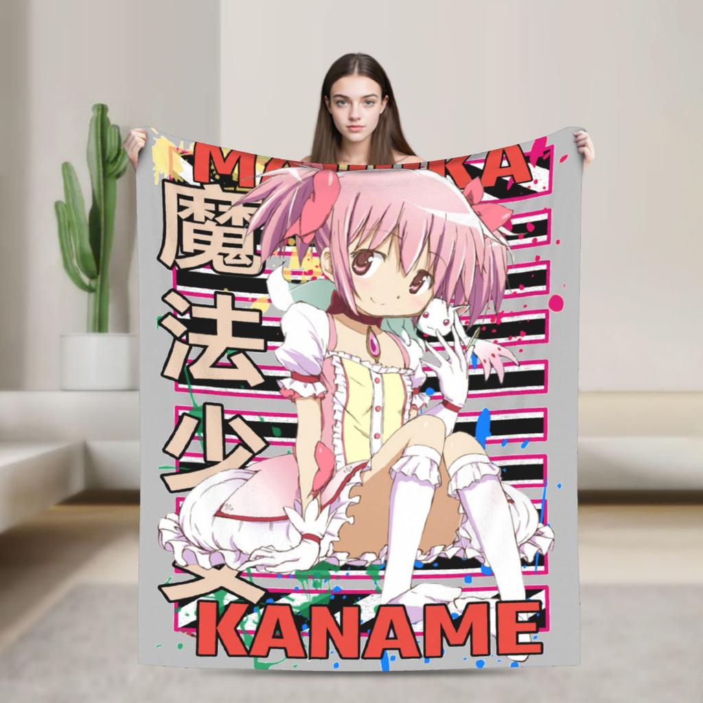 Puella Magi Madoka Magica Blanket Fleece Air Conditioning Cartoon Breathable Soft Throw Blankets for Home Plush Thin Quilt