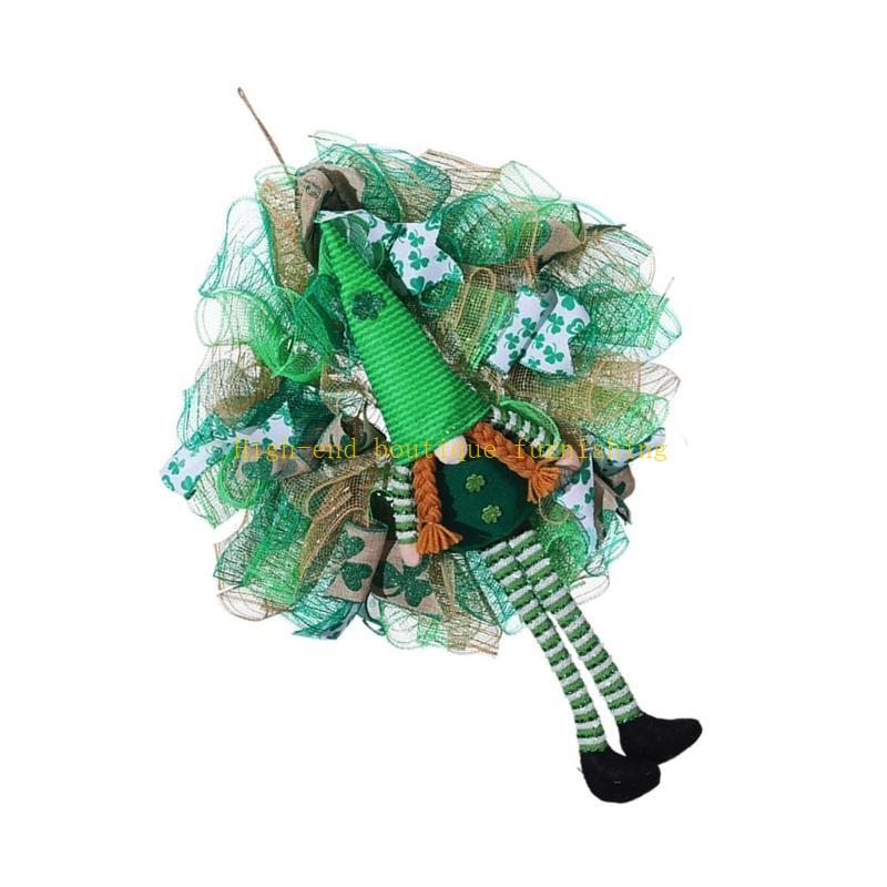 Patricks Day Wreath Gnomes Doll Artificial Wreath Patricks Day Decor