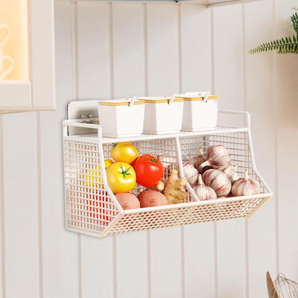 Cabinet Storage Basket, Ginger Garlic Holder, Spice Rack, Hanging Wire Kitchen Organizer for