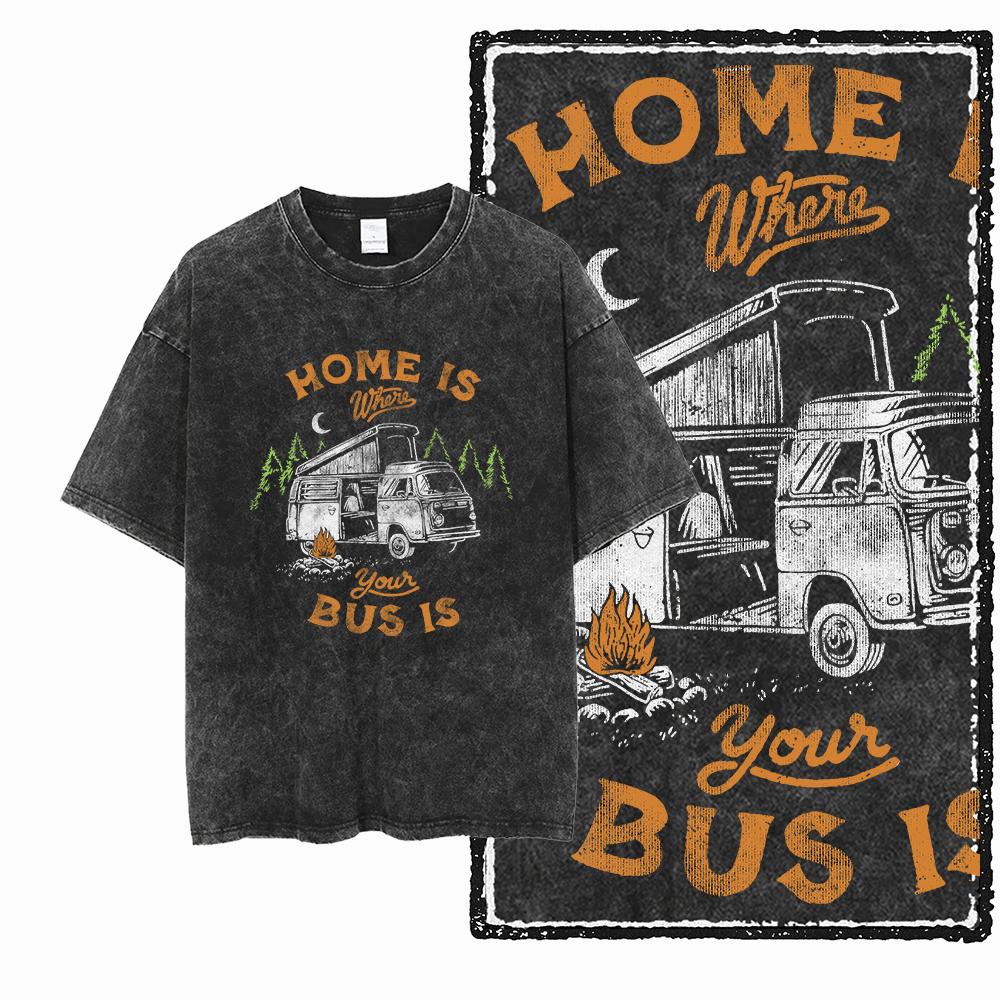 YN CAMPING AND VAN LIFE Printed Cotton Acid Washed Graphic Unisex T Shirt Cool Streetwear Men Tshirts Big Size Tee for Men
