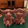 3D Printed Cow Sculpture Rustic Highland Ornament, Terracotta Color Statue, Modern Home Accessory Cute Figurine for Desk Shelf Farmhouse