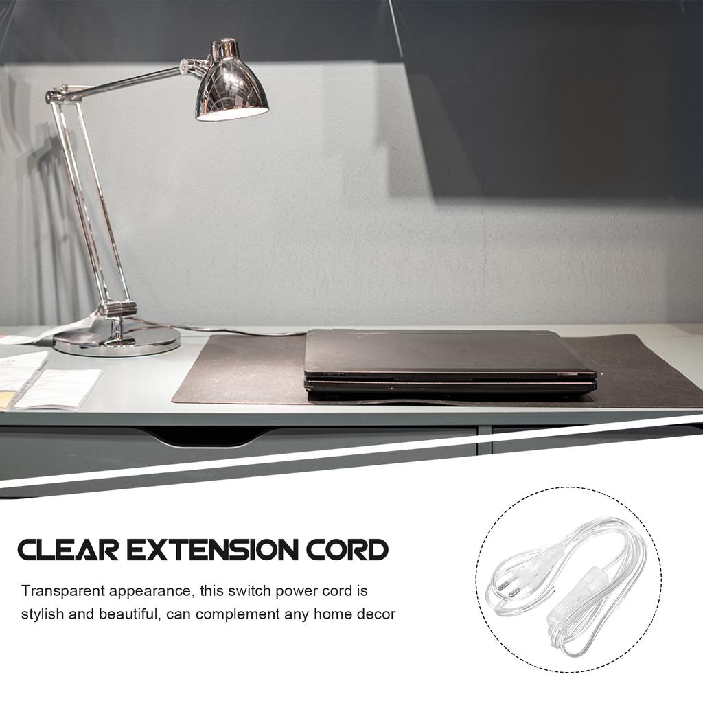 Cordon d'alimentation transparent avec prise européenne 1,8 m Cordon d'extension transparent Fil de lampe de remplacement intérieur Câble de câblage en cuivre 220V Pour décoration