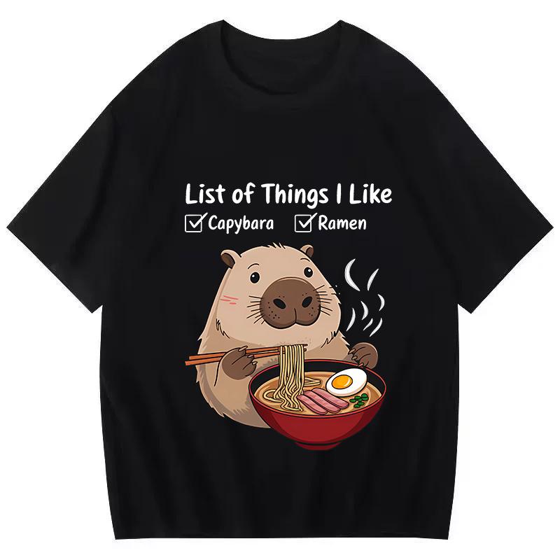 Funny Capybara Printed T Shirt Men Women Vintage Summer Short Sleeve T-shirt 90s Gothic Tshirt Casual EU Size Tees Tops Clothes