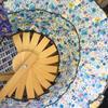 Portable Wide Brim Folding Fan Hat Floral Printed Foldable Fan Sun Hats UV Protection Chinese Style Bamboo Sunscreen Cap Summer