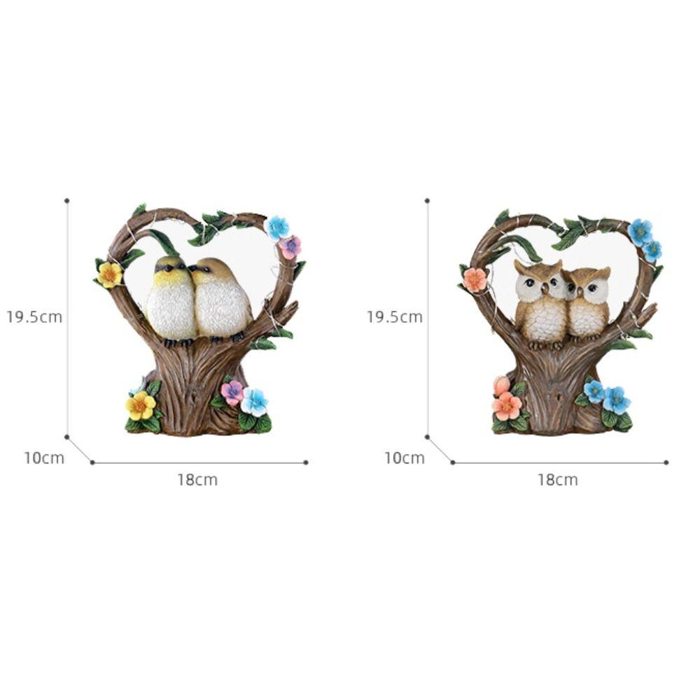 Crafts Resin Couple Bird Ornament Cute Waterproof LED Garden Statues Sculptures Creative Simulated Lawn Lamp Outdoor