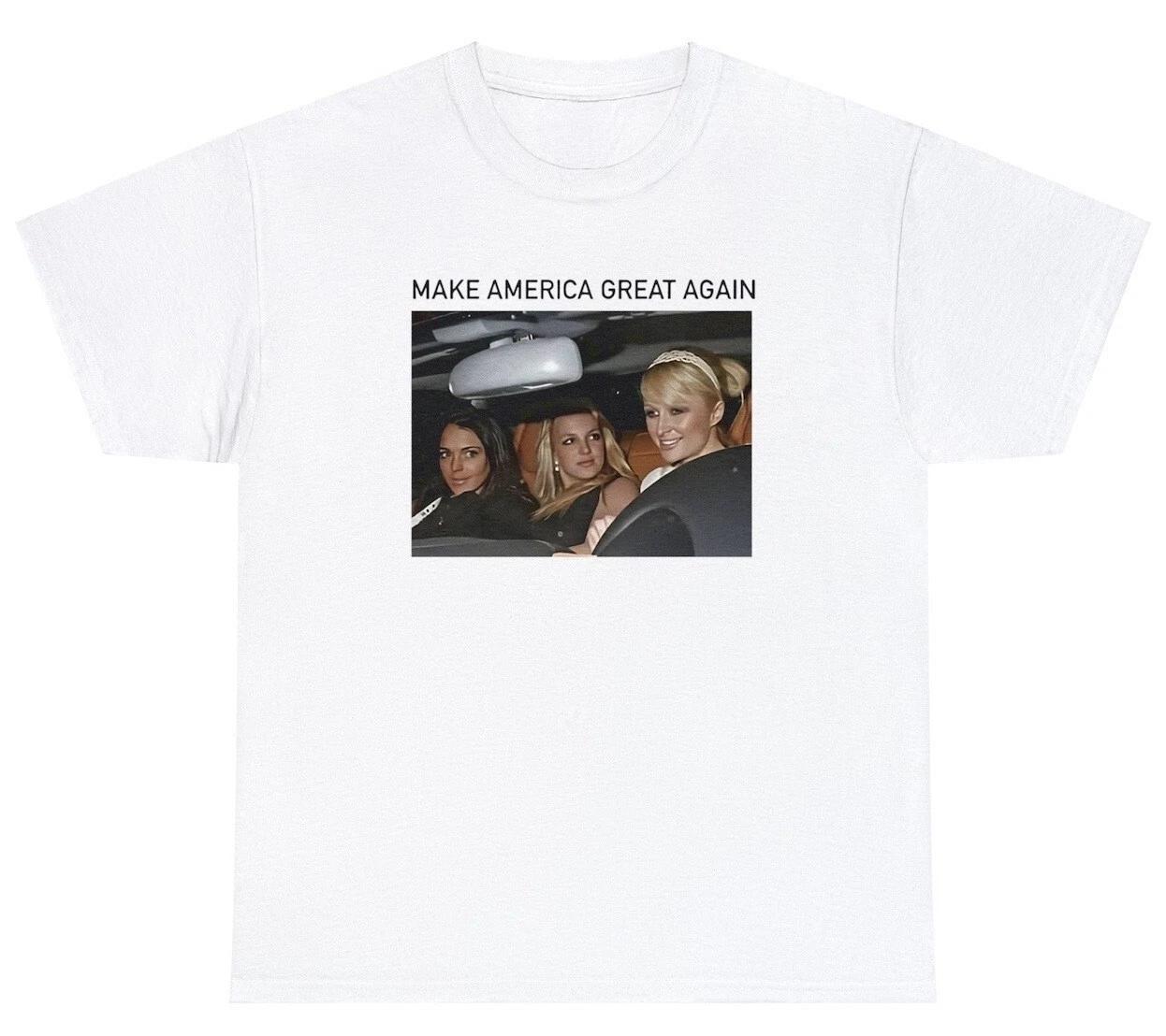Make America Great Again T Shirt Funny Paris Hilton Y2K MAGA Republican Tee S