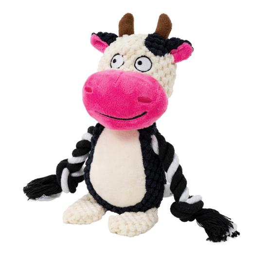 Plyšová pískací hračka pro psy, plyšové zvířátko, měkká plyšová zvířátka s lanovými nohami, hračka na prořezávání zubů pro štěňata, pro agresivní hlodavce