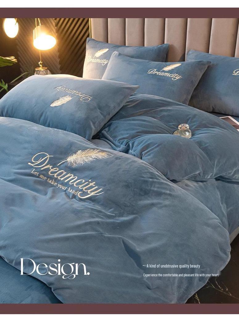 Plush Winter Fleece Velvet 4-Piece Baby Bedding Set: Duvet Cover & Bed Sheet