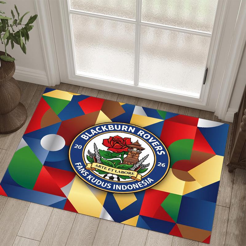 Blackburn Rovers Football Design Crystal Velvet Carpet Cozy Non?Slip Printed Rug For Bedroom Living Room Entrance