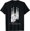 Sagrada Familia Vintage Skyline Spain Fan I Love Barcelona T-Shirt