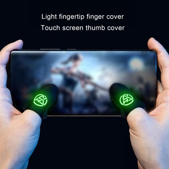 2Pcs Gaming Finger Covers Luminous Sensitive High Elasticity Sweat-proof Non-slip Touch Screen 0.3mm Ultra-thin Mobile Gaming Thumb Gloves Sleeves