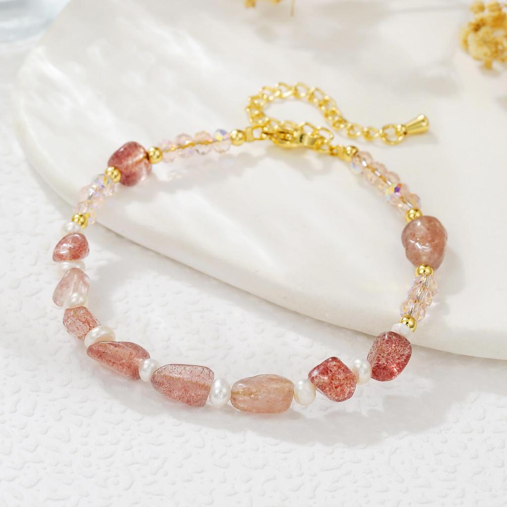 Strawberry Quartz & Rose Quartz Freshwater Pearl Jewelry Set for Autumn/Winter