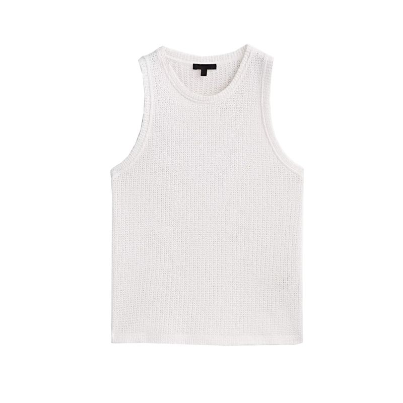 MD Spring New Arrival Women's Round Neck Straight-leg Silm Casual Minimalist Texture White Suspender Vest 6804533