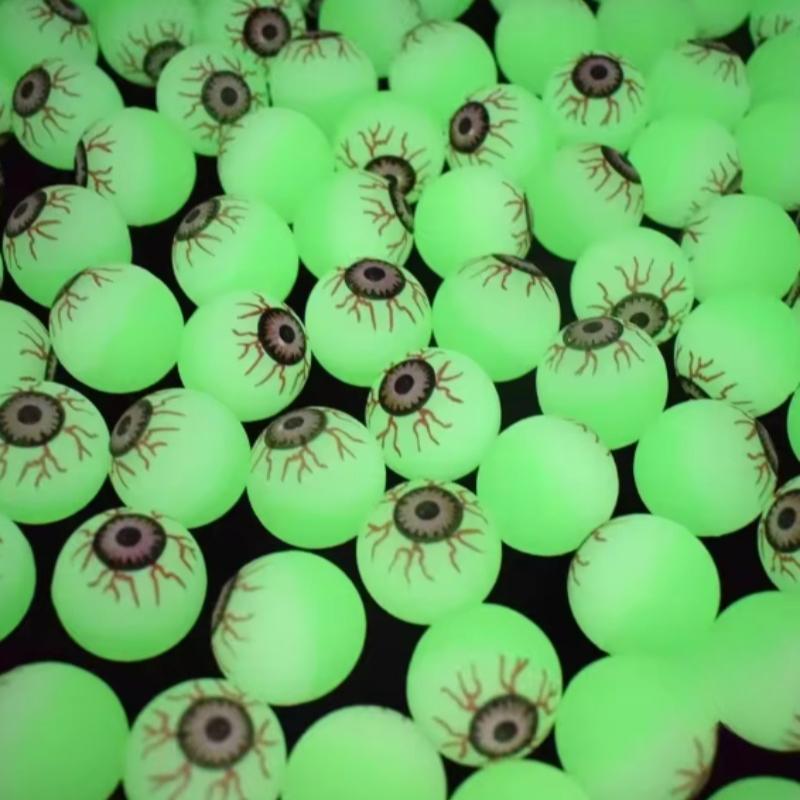 5/10pcs Glow In The Dark Eyeball 32MM Bouncy Ball Halloween Supplies Toys Horror Luminous Scary Ball Kids Toys Gift