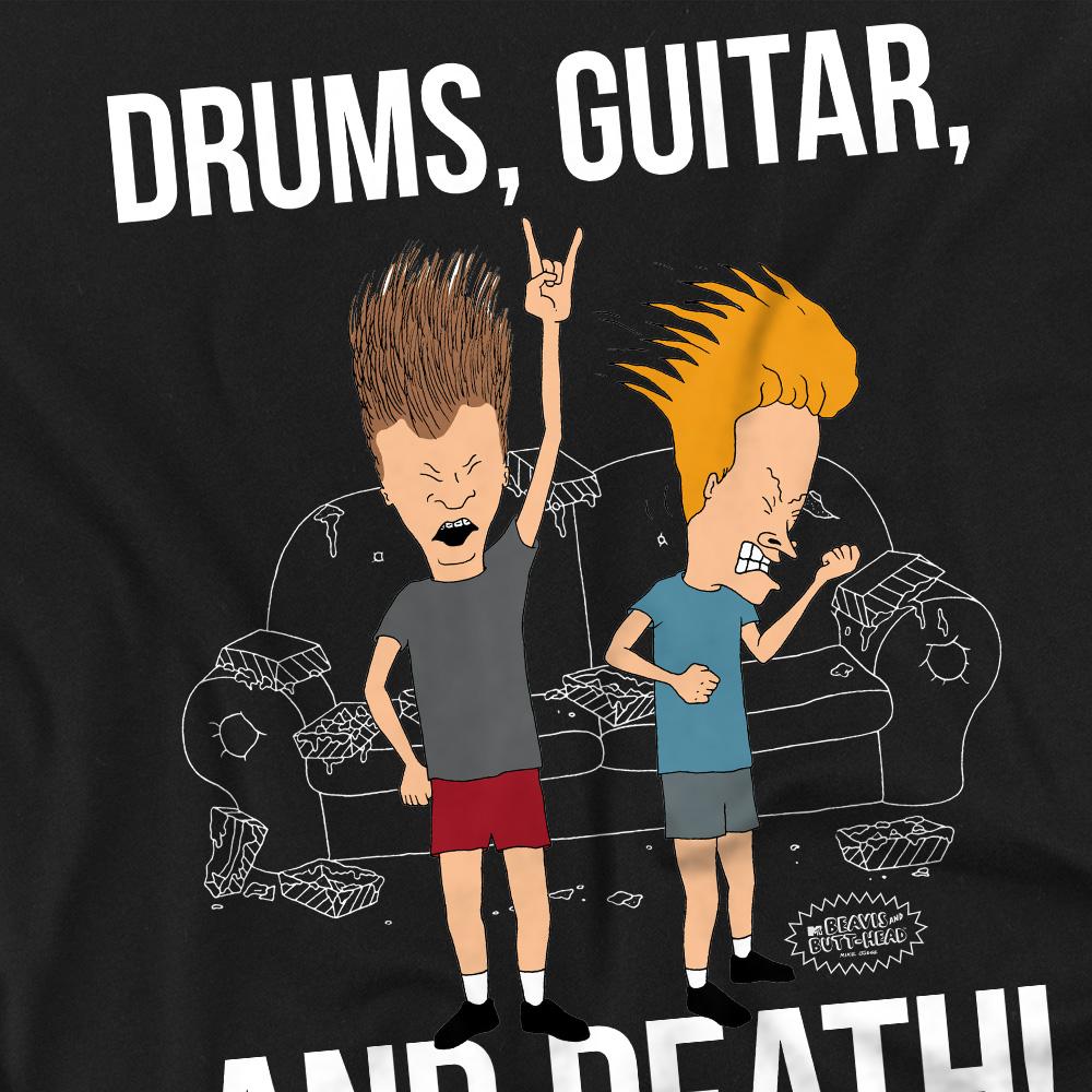 Beavis & Butthead Unisex T-Shirt für Erwachsene, Schlagzeug, Gitarre und Tod