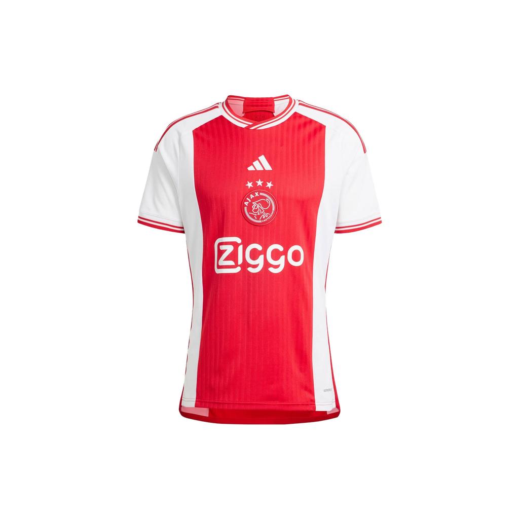 Adidas Ajax Amsterdam 23/24 Home Letter Print Colorblock Short Sleeve Soccer Jersey Men Tops Dark-Red HZ7725