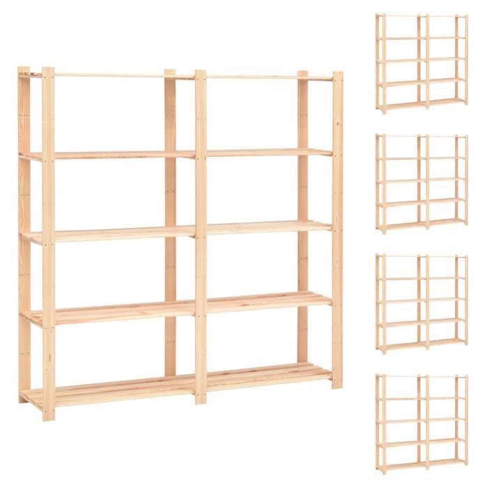 VidaXL Étagères de rangement à 5 niveaux 5pcs 170x38x170 cm Pin 500 kg