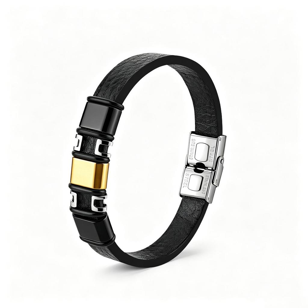 Europäisches & Amerikanisches Minimalistisches Geflochtenes Lederarmband mit Gravierbarer Edelstahlplatte