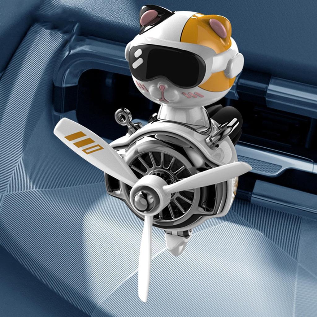 Propeller Car , Car Vent Propeller, Cute Cat Pilot - Creative Car