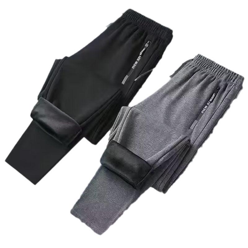 Men's Velvet-Lined Loose Fit Drawstring Sweatpants - Trendy, Elastic, and Versatile for Autumn and Winter