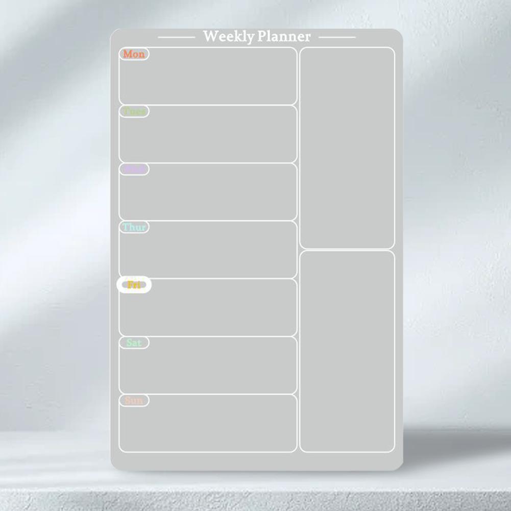 Magnetic Menu Board 7.8x11.7 In Clear Planner Board Reusable Acrylic Dry Erase Board with 6 Color Pens for Refrigerator