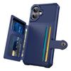 ZM03 For iPhone 16 Plus Case with Card Holder PU Leather+TPU Phone Back Cover