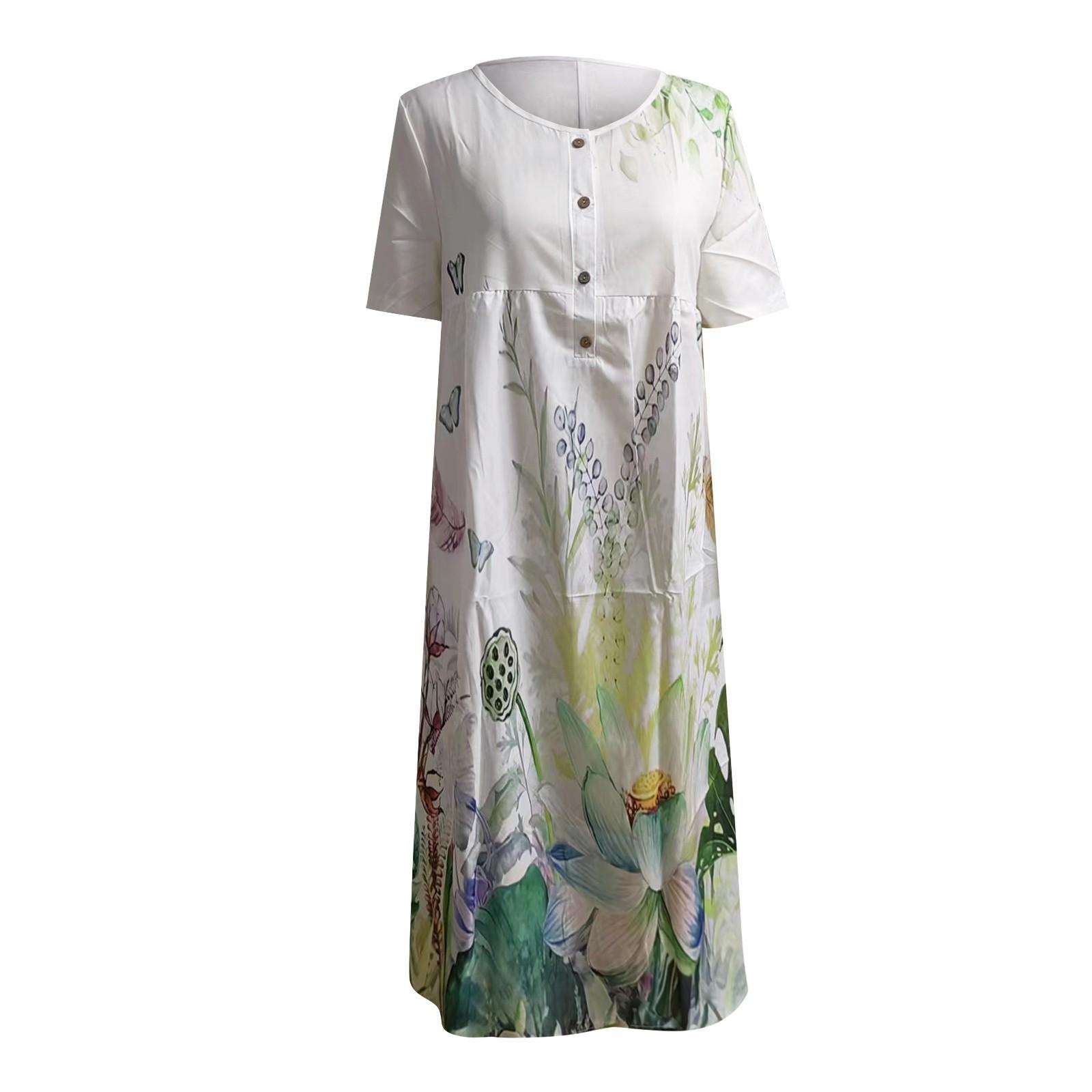 Женское платье на пуговицах с цветочным карманом и коротким рукавом с V-образным вырезом — фото 5