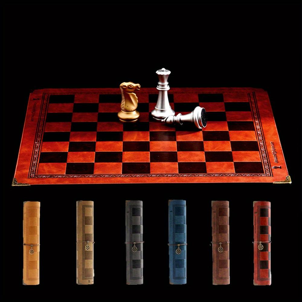 33CM/ 13Inch PU Leather Chessboard Unique Design Portable Board Game Accessory Metal Corner Guards Gift Box Packaging