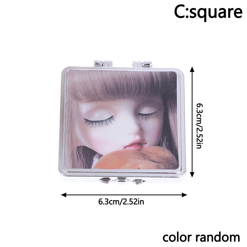 3D Image Cute Doll Mini Pocket Mirror Small Portable Mirror Double-Sided Plastic Makeup Mirror Flip Makeup Mirror
