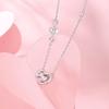 Love Heartbeat Necklace Fashion Pink Zircon Heart-Shaped Women'S Pendant Light Luxury Niche Sweet Cool Light Luxury Style Collarbone Chain Quality