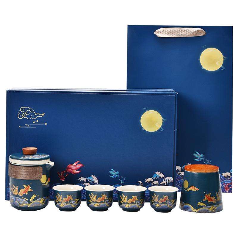Creative Ceramic Kung Fu Travel Tea Set Portable Kuaike Cup Company Business Gift Box