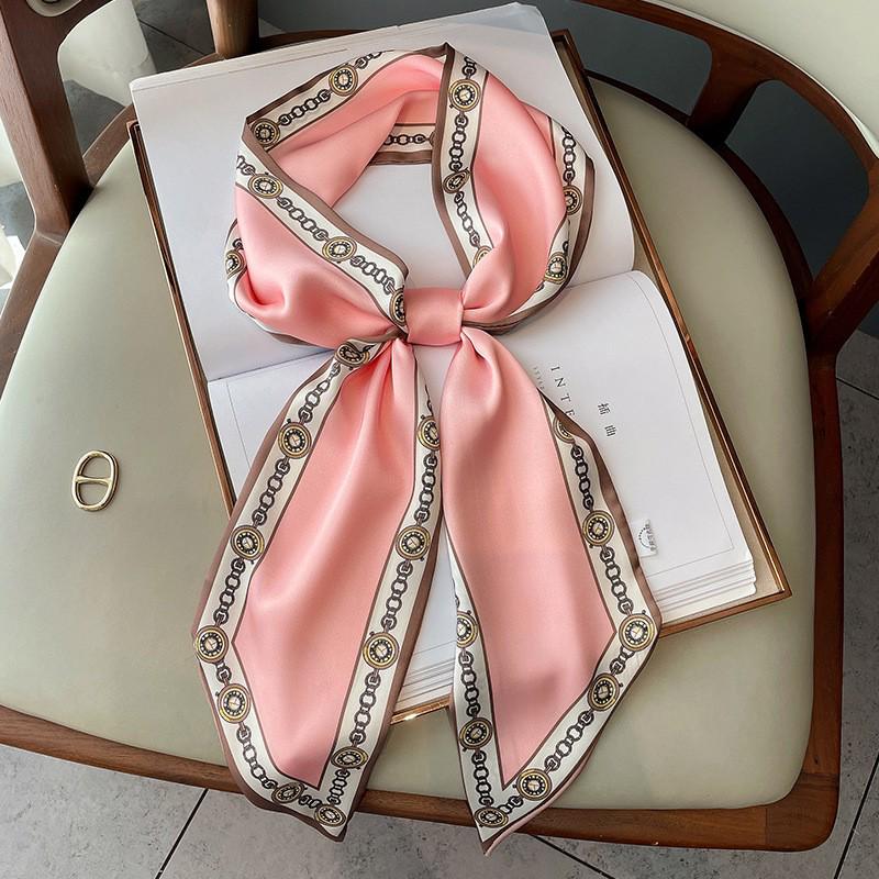 Korean Polka Dot Skinny Scarf: Imitation Silk Spring/Summer Neck Scarf & Headband Tie for Women