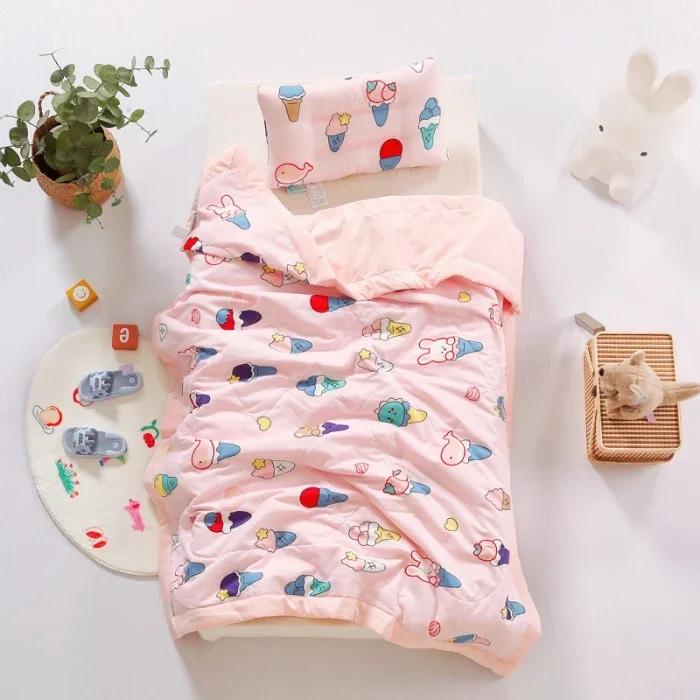 High-quality children s cotton summer cooling quilt pure cotton air conditioning quilt kindergarten cotton thin quilt. 120x150cm