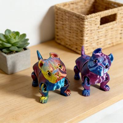 3D Printed Bulldog Figurine Movable Joints Dog Figure Articulated Puppy Model Fidget Toy Home Office Bookshelf Decoration Ornament