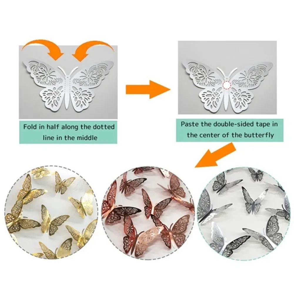 3D Butterfly Wall Stickers 12 Pieces Home Decor DIY Decals for Kids Room Nursery Bedroom Living Room Party Wedding Fridge