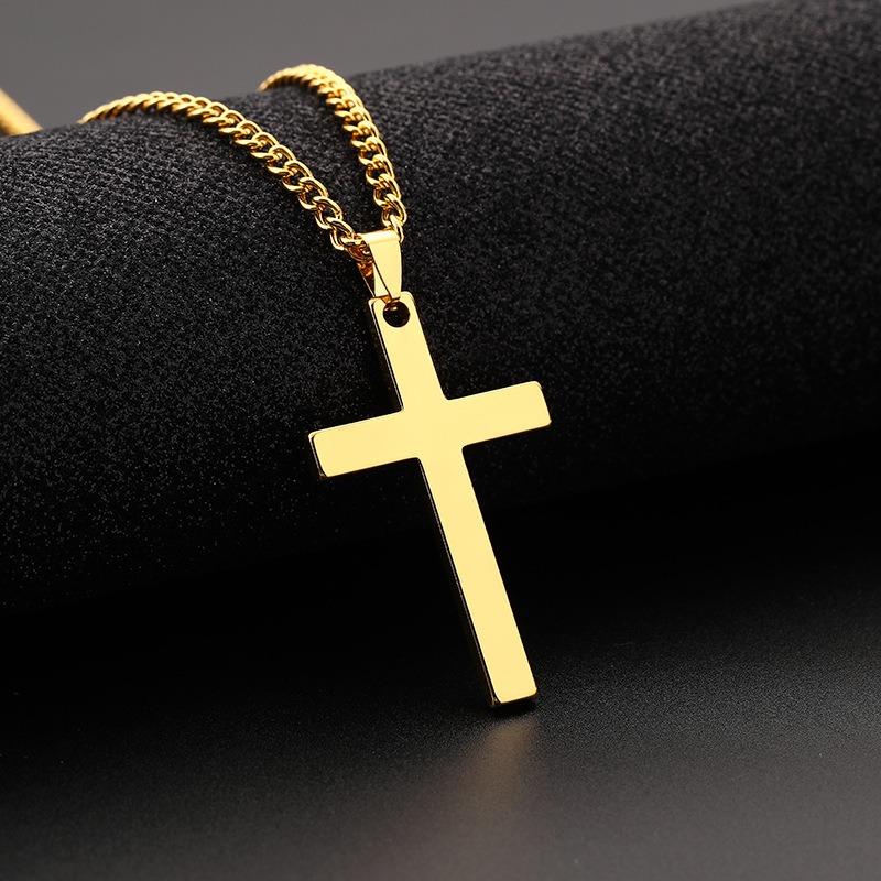 New Model Stainless Steel Cross-shaped Men's Necklace - Titanium Steel Pendant Jewelry Pendant Accessory
