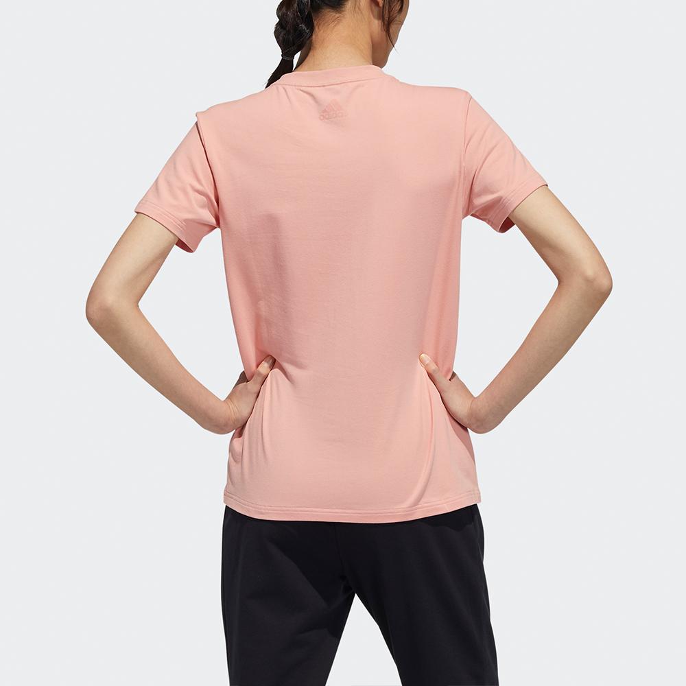 adidas Foil Print Round Neck Sports Short Sleeve T-Shirt Women Tops Pink GP0700